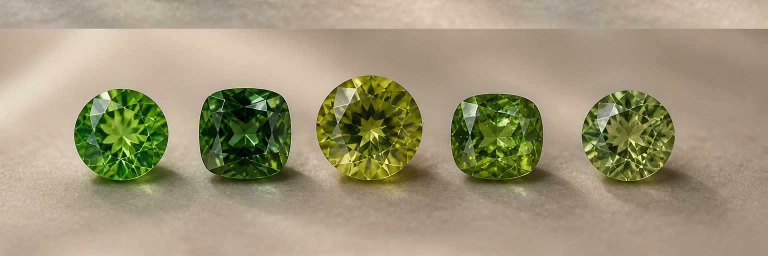 Loose demantoid gemstones featured in How to Choose a Demantoid Garnet