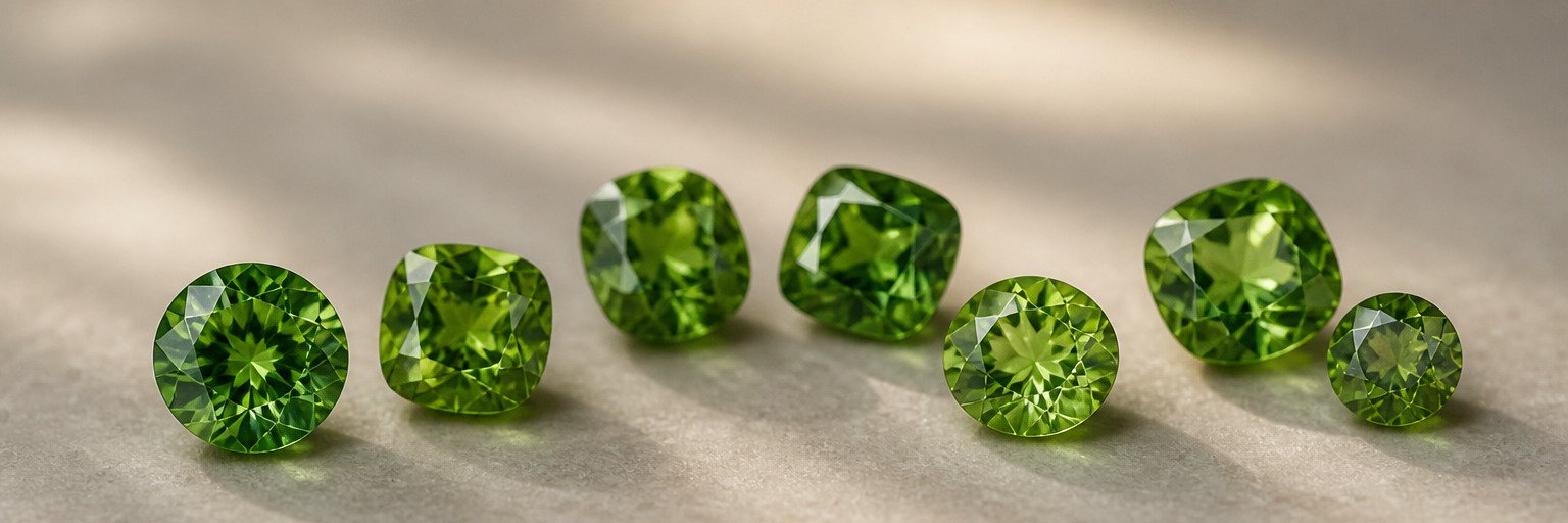 Selection of loose Ural demantoid gemstones