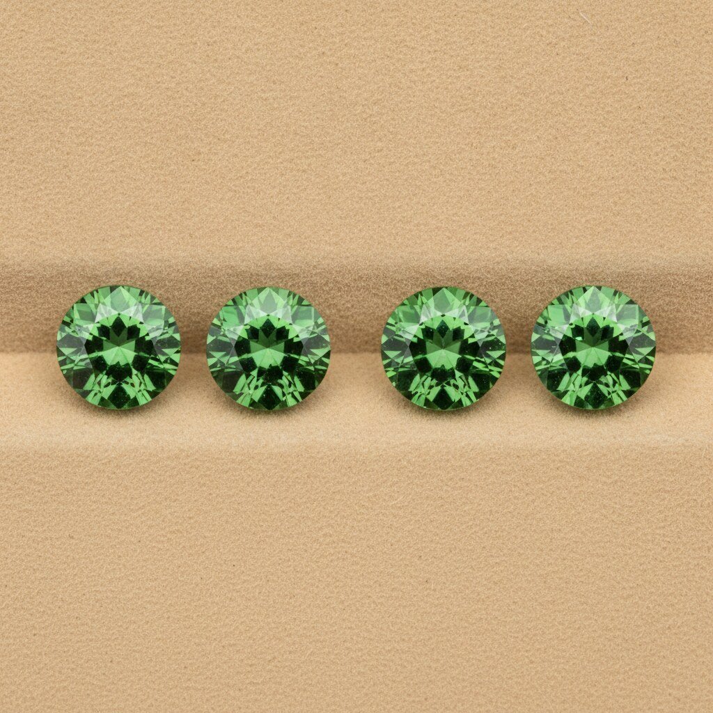 Loose demantoid gemstones featured in How Jewellers Choose Matched Demantoid Pairs and Sets